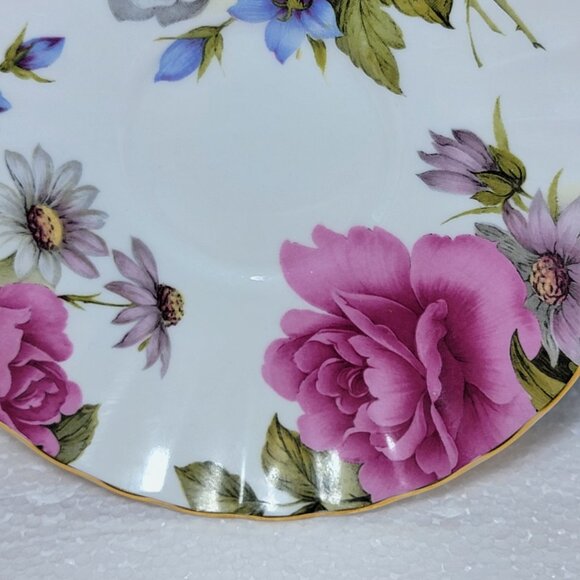 Royale Garden Staffordshire Fine Bone China Teacups and Saucers - Picture 7 of 7